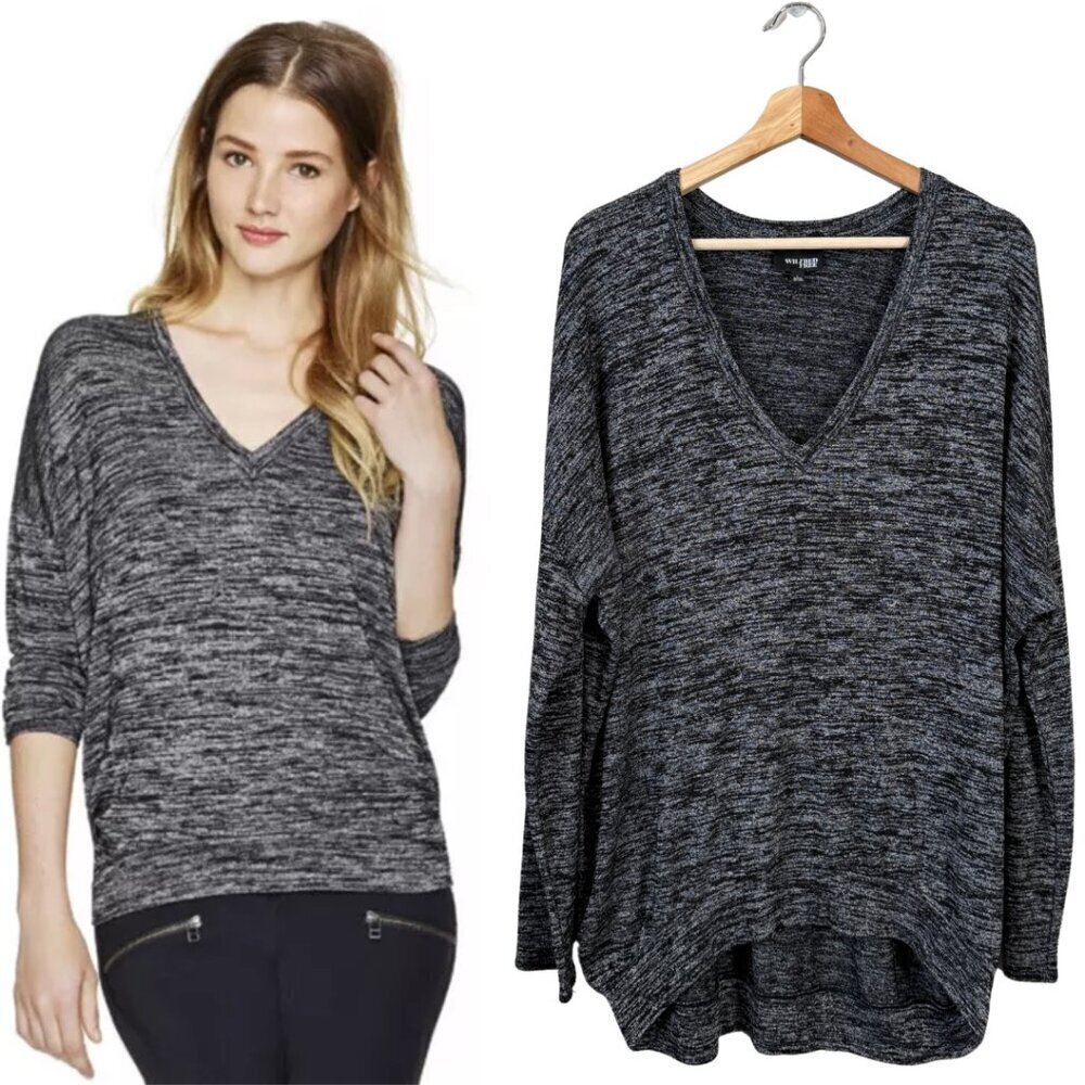 Aritzia Wilfred Free Devinette V-Neck Sweater Pullover Women's Large Gray Cozy